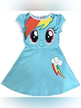 My Little Pony Rainbow Dash Dress Kids M 7/8 Blue Wings Sparkle
